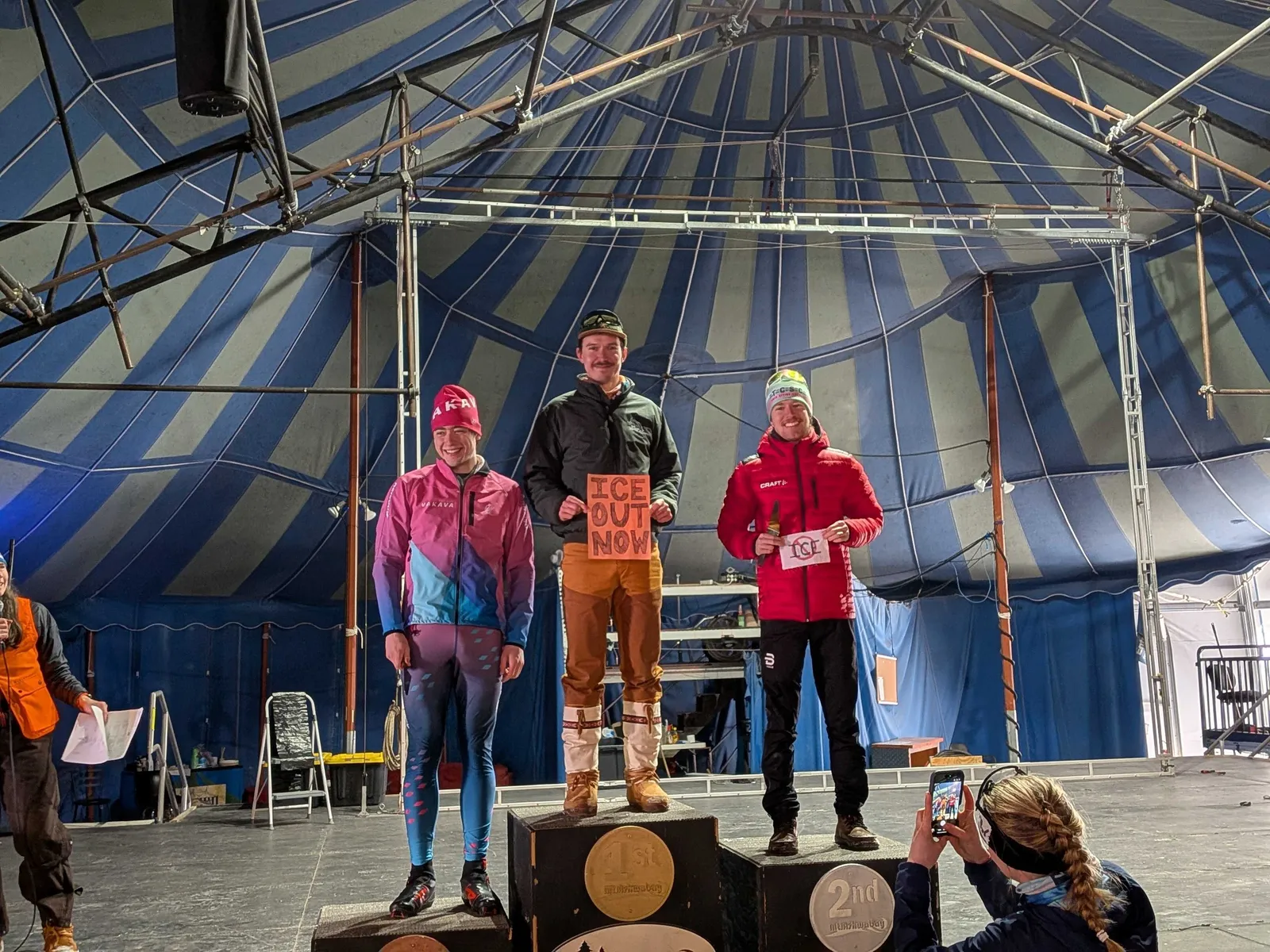 TCSC racers posing with medals at the Ashwabay race