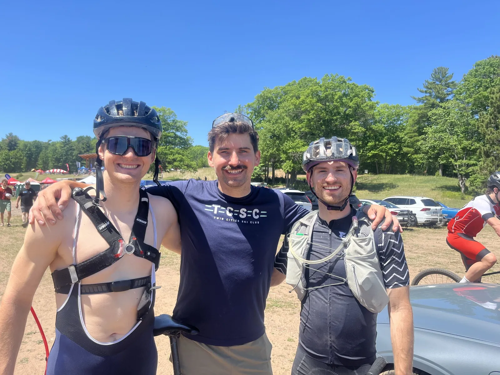 Muddy and happy members after the Borah Epic mountain bike race